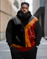 Men's Plus Size Classic Colorblock Graphic Zip Hoodie